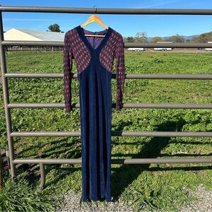 Rare vintage 70s velvet Young Edwardian by Arpeja maxi dress small